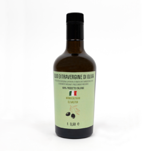 Bottiglia da 500 ml di olio extravergine di oliva – MONOCULTIVAR – Olivastra “Nuzzarole”